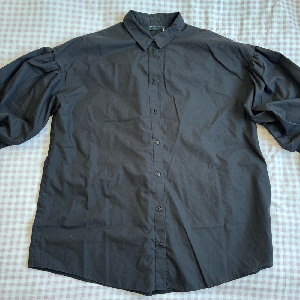 Black Button Down Tunic/Mini Dress